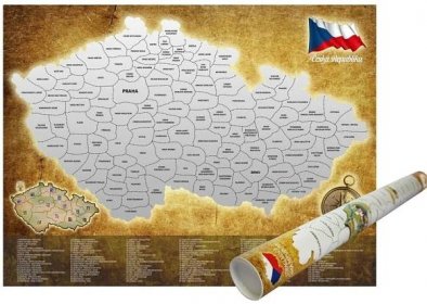 Jedinečná stírací mapa Česká republika 80 x 60 cm