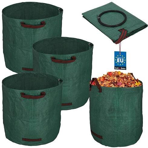 SET 3X ZAHRADNÍ KOŠ NA LISTÍ TRÁVU ODPADNÍ ÚCHYTKY KULATÝ ZELENÝ 270L