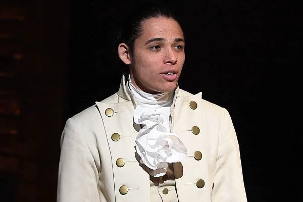 Anthony Ramos performs on stage during "Hamilton" performance at Richard Rodgers Theater on February 15, 2016 in New York City. 