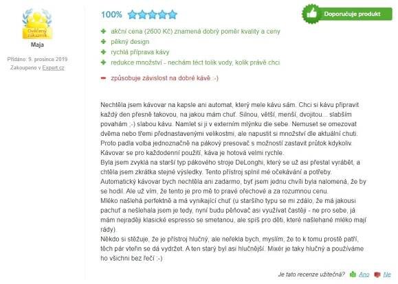 Recenze a zkušenosti s kávovarem DeLonghi ECO 311.R