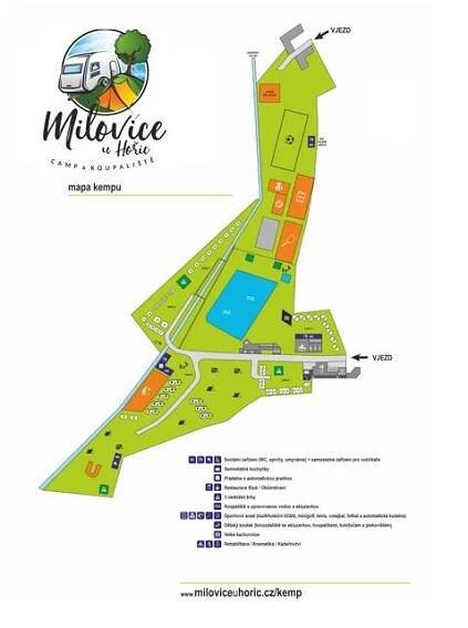 Mapa kempu Milovice u Hořic