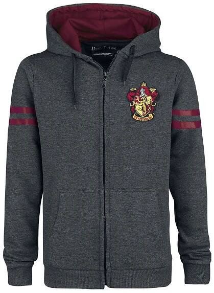 Harry Potter Gryffindor Sport Mikina s kapucí na zip šedá/bordová