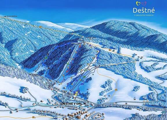 Deštné - Panoramatická mapa
