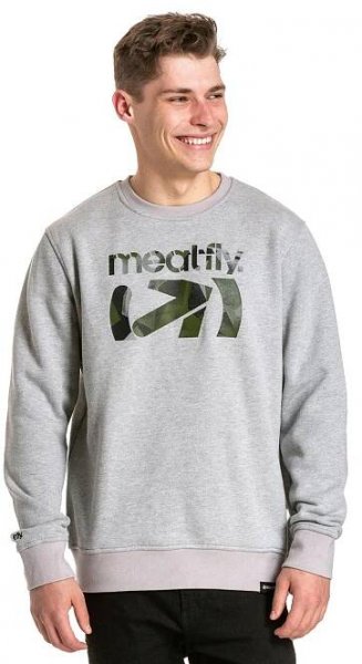 Pánská mikina Meatfly Podium Crewneck, Grey Heather | Meatfly