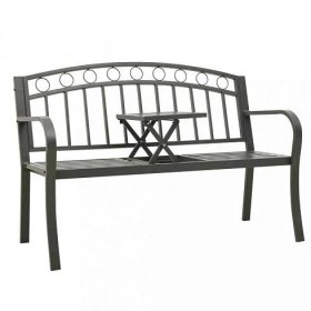 ZAHRADA a CHATA | Zahradní lavice se stolem 125 cm ocel šedá |