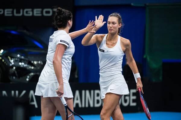 Slovenské tenistky Viktória Hrunčáková a Tereza Mihalíková. (zdroj: TASR)