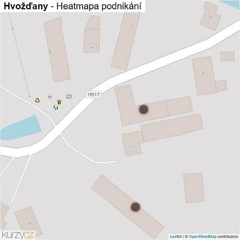Mapa Hvožďany - Firmy v obci.