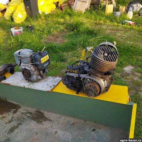 Kloubový malotraktor, motory a vozík 