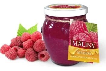 Sklenice plná ovoce Malinový džem slazený medem 210 g