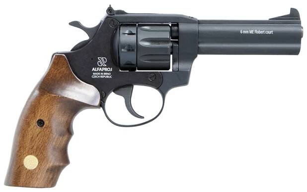 Revolver Alfa model 641 4′′, 6 mm Flobert, černěný, dřevěné střenky