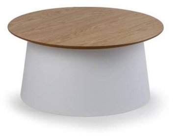 Kávový stolek kruhový průměr 690x 324 dub, bílý plast, SETA - All4.cz