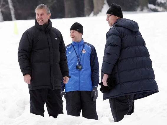 Josef Chovanec, Martin Hašek a Jan Kmoch (zleva) na soustředění ve Špindlerově Mlýně. 