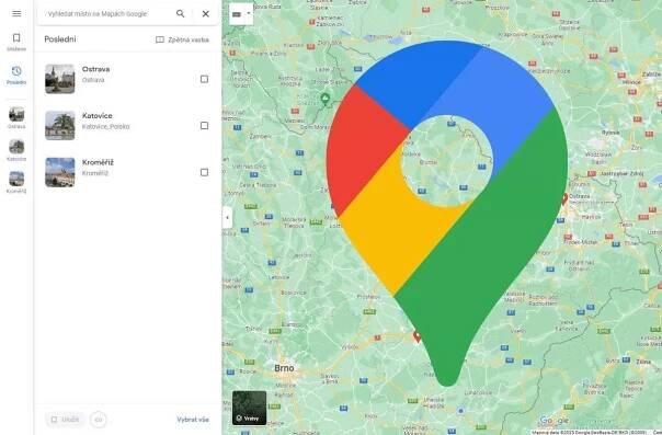 mapy google maps sekce posledni