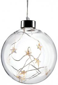 Vánoční dekorace skleněná koule s hvězdami 10 LED, 2xAA 99 Kč