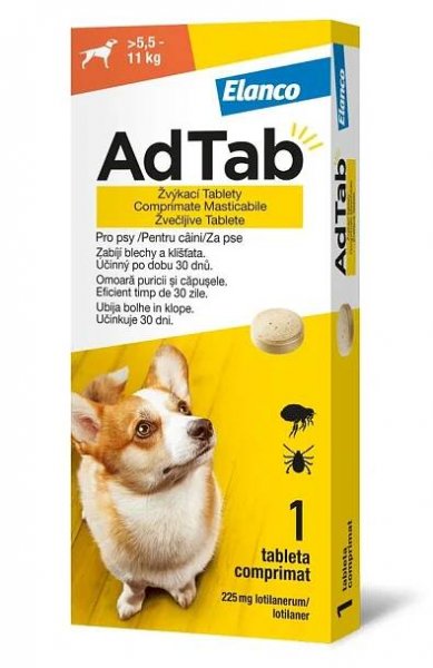 AdTab Žvýkací tablety pro psy >5,5-11 kg 225 mg 1 tableta