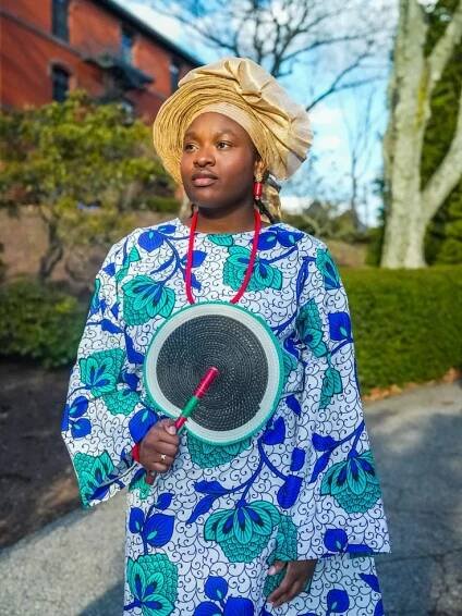 Ayoola Fadahunsi wears traditional Nigerian clothing