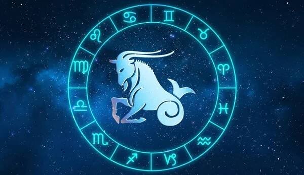 Kozoroh horoskop znamení ve dvanácti zvěrokruhu s galaxií hvězd — Stock obrázek