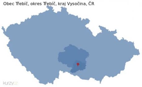 Mapa obce Třebíč, okresu Třebíč a kraje v ČR