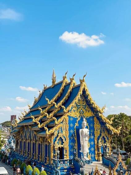 Free Stunning view of the Blue Temple, Wat Rong Suea Ten, in Chiang Rai, Thailand. Stock Photo
