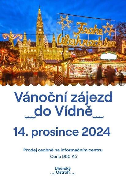 Město Uherský Ostroh pořádá adventní autobusový zájezd do Vídně, který se uskuteční v sobotu 14. prosince 2024. Odjezd autobusu bude v 7:30 hodin z Uherského Ostrohu, návrat je plánován ve večerních hodinách. V rámci programu je plánována prohlídka centra města s návštěvou adventních trhů. Odpoledne pak čeká návštěvníky individuální volno ve Vídni s návštěvou největšího adventního trhu u Nové radnice.
Cena zájezdu je 950 Kč. V ceně je zahrnuta doprava autobusem, průvodce a povolenka pro vjezd do centra Vídně. Cena nezahrnuje cestovní pojištění a vstup do památek. Zájezd zakoupíte pouze osobně v pokladně ostrožského informačního centra. Počet míst je omezen kapacitou autobusu.