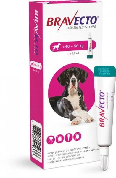 Bravecto XL Dog 1400 mg roztok pro nakapání na kůži - spot-on pro extra velké psy (>40 - 56 kg)