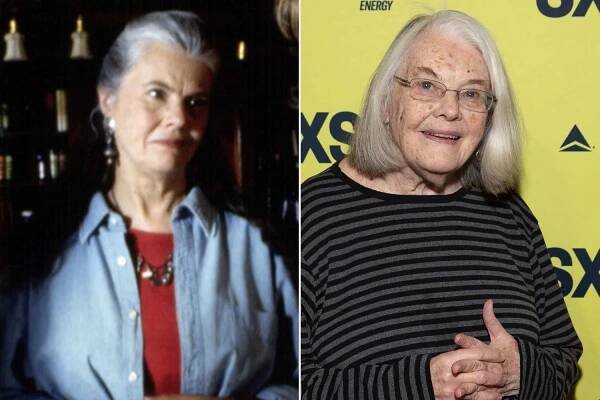 Split screen of Lois Smith in Twister and a current red carpet photo