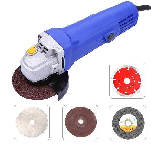 Kkmoon High Power Household Angle Grinder Cutting Machine Hand-held Grinder Waxing Polishing Electric Tool Blue 100mm