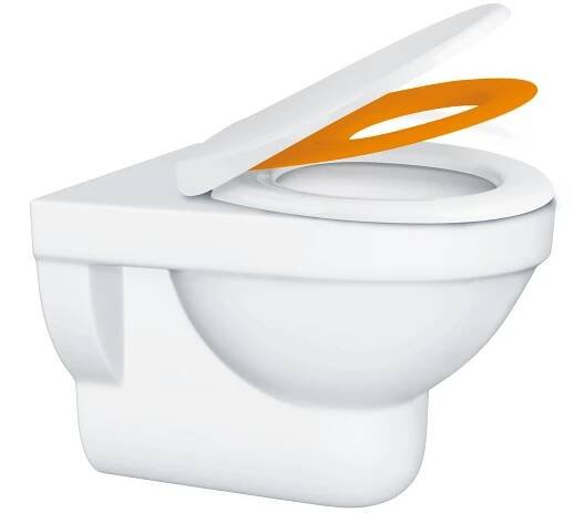 Hänge-WC mit orangenem Kindersitz