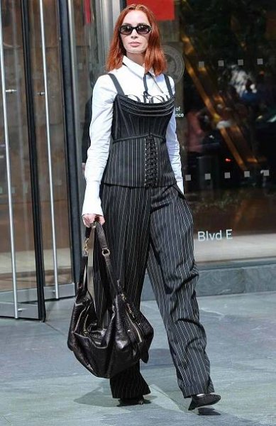 Emily Blunt is seen on the set of "Devil Wears Prada 2" 