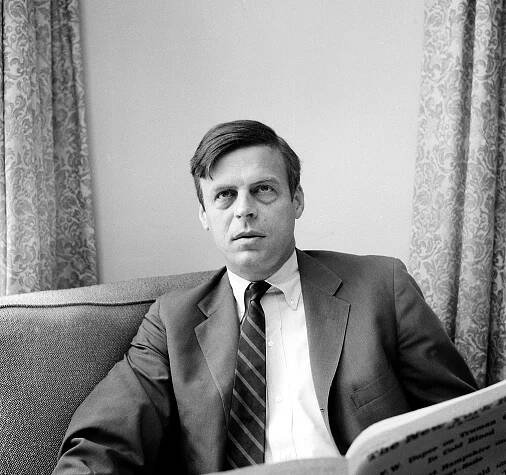 Writer George Plimpton, co-founder of the literary journal "The Paris Review," is shown in his New York City apartment on Feb. 10, 1966. 