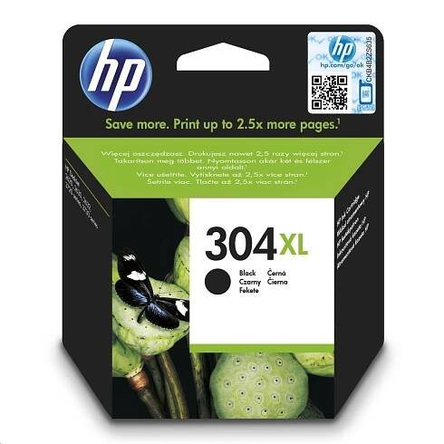 Inkoust HP 304XL černá velká inkoustová kazeta (black), N9K08AE