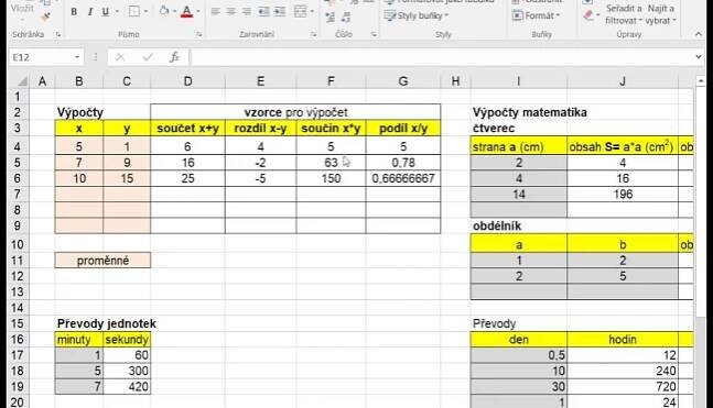 Videonávod Excel 01 vzorce