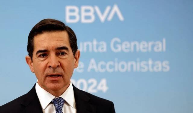 BBVA Chair Carlos Torres Vila speaks ahead of the Annual General Meeting of Shareholders at the Palacio Euskalduna in Bilbao