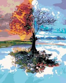 Malování podle čísel - Čtvero ročních období, 80x100 cm, vypnuté plátno na rám