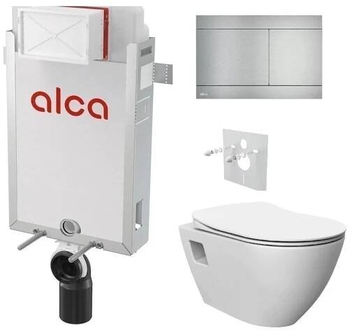 Alcadrain Set modul k zazdění, WC Urban, sedátko s tlač.nerez FUN-INOX KAE023