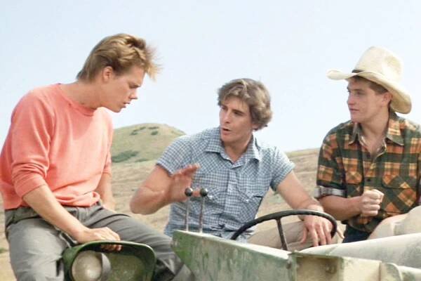 Kevin Bacon as Ren MacCormack, John Laughlin as Woody and Chris Penn as Willard in Footloose 1984