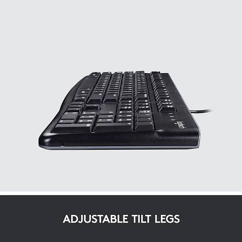 Logitech K120 Keyboard kabelový, USB klávesnice německá, QWERTZ černá odolné proti stříkající vodě