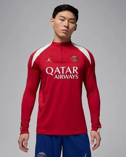 Pánské pletené fotbalové tréninkové tričko Jordan Dri-FIT Paris Saint-Germain Strike, čtvrté - Wings Jordan Red/Phantom