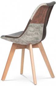 Jídelní židle ADERYN - šedá/hnědá, patchwork