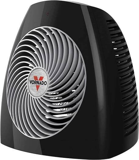 Vornado MVH Space Heater 3 Heat Settings Adjustable Thermostat Tip-Over Protection Auto Safety Shut-Off System Indoor Use Whole Room Black