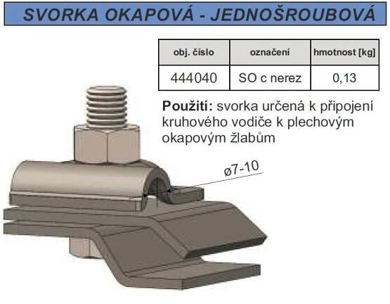 Svorka okapová SO c nerez jednošroubová | Tyvap s.r.o. - Elektroinstalační materiál