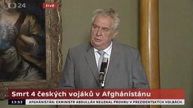 Zeman: Vojáci nepadli zbytečně, v misích chrání i životy lidí v Česku