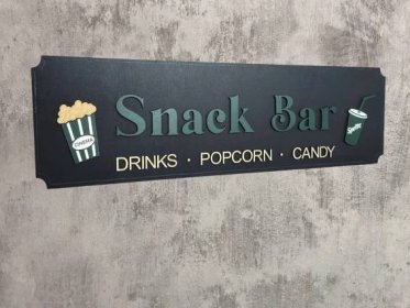 Custom Snack Bar Sign, Home Theater, Theater Decor, Theater Room Sign, Movie Decor, Concession Sign