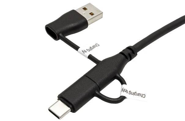 USB 2.0 kabel, USB C(M) - USB C(M), + data blokátor USB A / USB C, 1 m