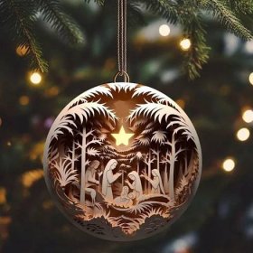 Závěsný 3D malovaný přívěšek betlém Dekorace domova Nový vánoční přívěšek