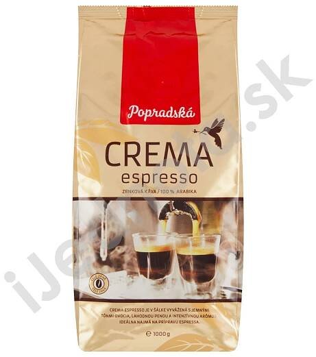 Popradská Crema Espresso zrnková káva 1000 g | COOP Jednota LC Sever ...