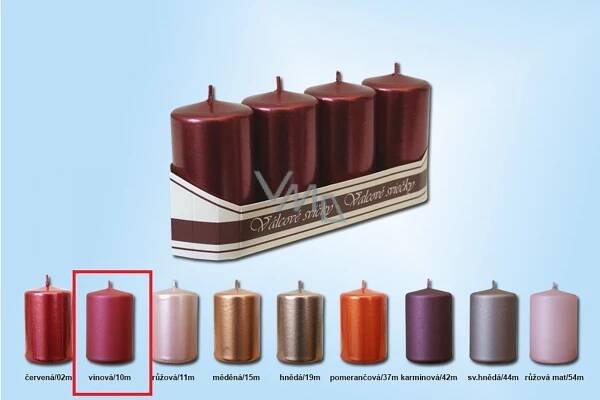 Lima Svíčka válec metalická vínová 40 x 70 mm 4 kusy - VMD drogerie a parfumerie