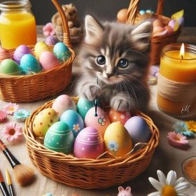 Grafika: Velikonoce s kočkou