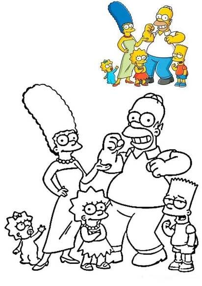 Omalovánka Legrační rodina Simpsonových.