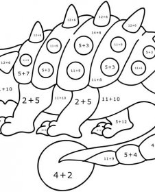 Omalovánka ankylosaurus - Matematická Omalovánka - Sčítání pro děti